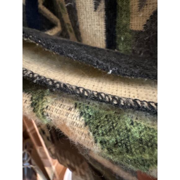 Vtg Alpaca WOOL blanket Peru large Peruvian throw warm seahawk color cabin - Picture 11 of 12